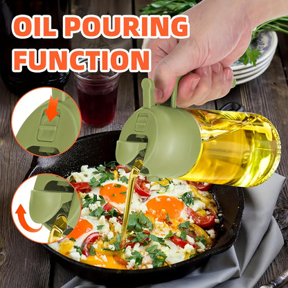 470ml Plastic Oil Spray Bottle with 2-in-1 Spray and Pour Design for Olive Oil, Kitchen Cooking, Grilling, Air Fryer Preparation, Baking and Salad Dressing
