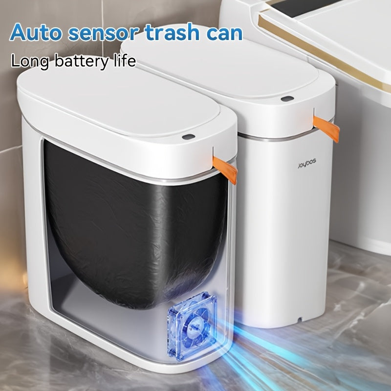 Motion Sensor Trash Can with Automatic Bag-Fitting Reference, White Plastic Bin in One, Two or Three-Piece Packs with Selected Garbage Bag Quantities