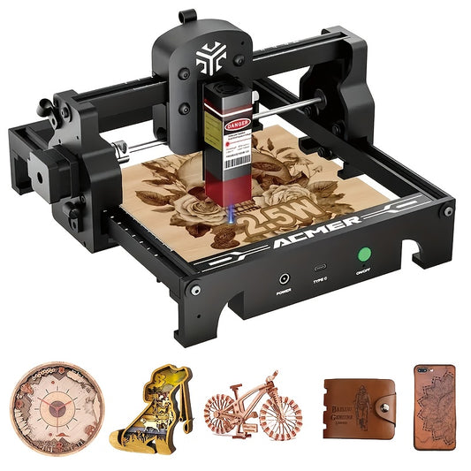 Compact Laser Engraver ACMER S1 with 2.5W Diode Output, LightBurn and LaserGRBL Software Support for Compatible Wood Crafts and Personalized Gift Projects