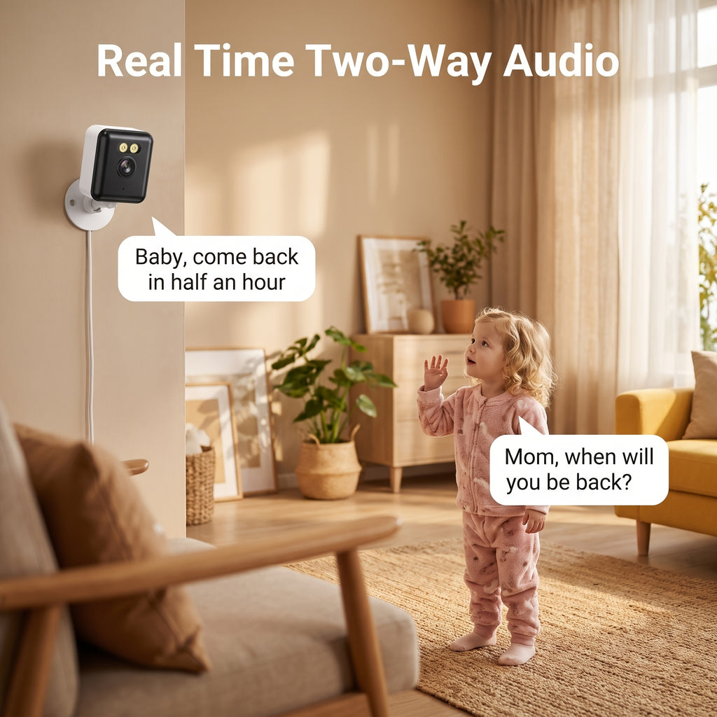 Indoor Security Camera Four-Pack with Listed 6MP Imaging, 2.4GHz WiFi, Two-Way Audio and Color Night Vision, Plus Four 78.74-Inch USB Cables for Home Monitoring