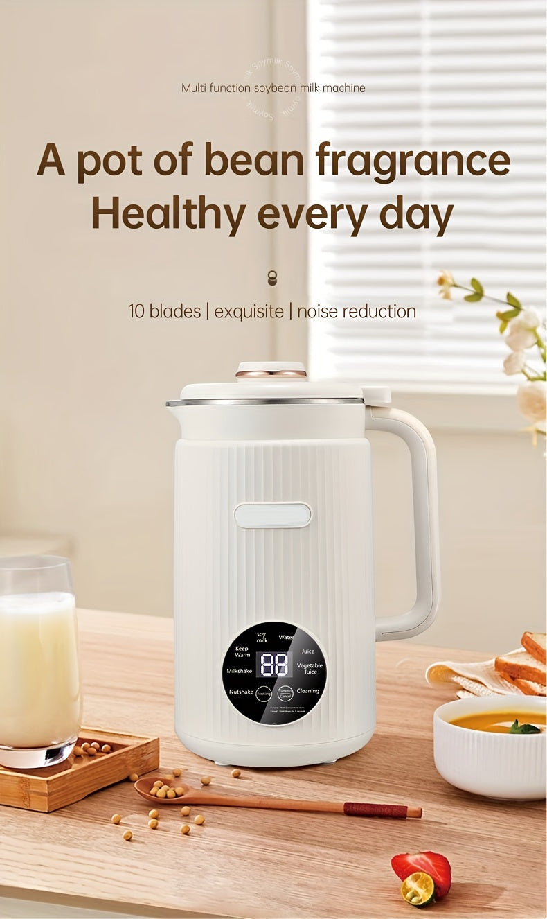 Plant-Based Milk Maker 35 oz with Listed Eight-Blade Design, Off-White Nut and Soy Beverage Machine with Delay Start, Keep Warm and Self-Cleaning Functions