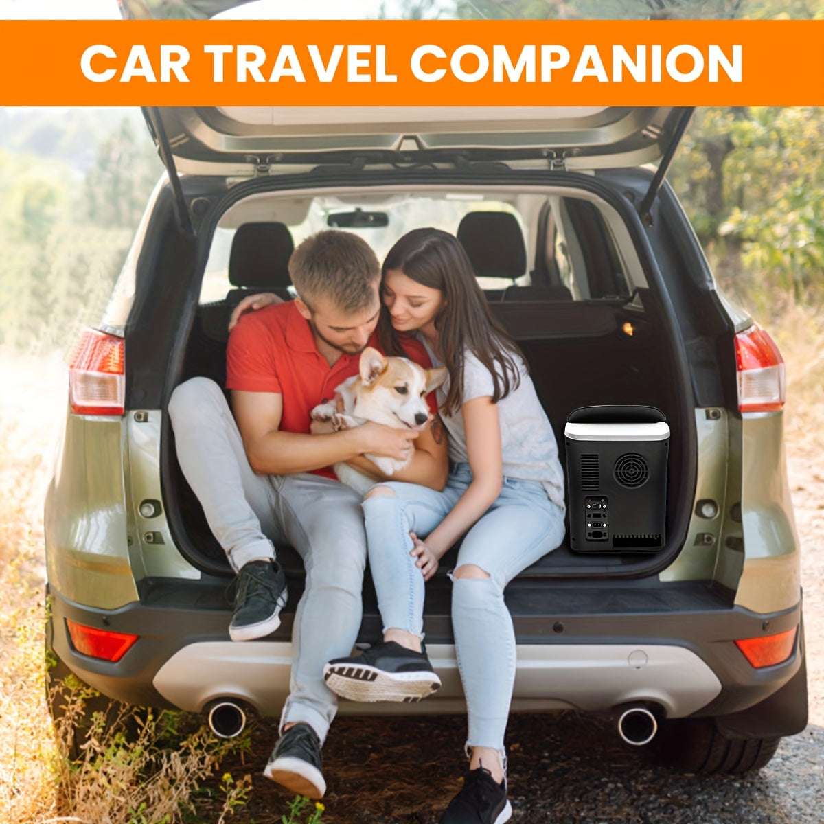 Car Refrigerator with Listed 12V and 24V DC Input, Black Portable Mini Fridge with 12 x 330ml Can Storage Claim for Road Trips, RV Travel and Compatible Camping Setups