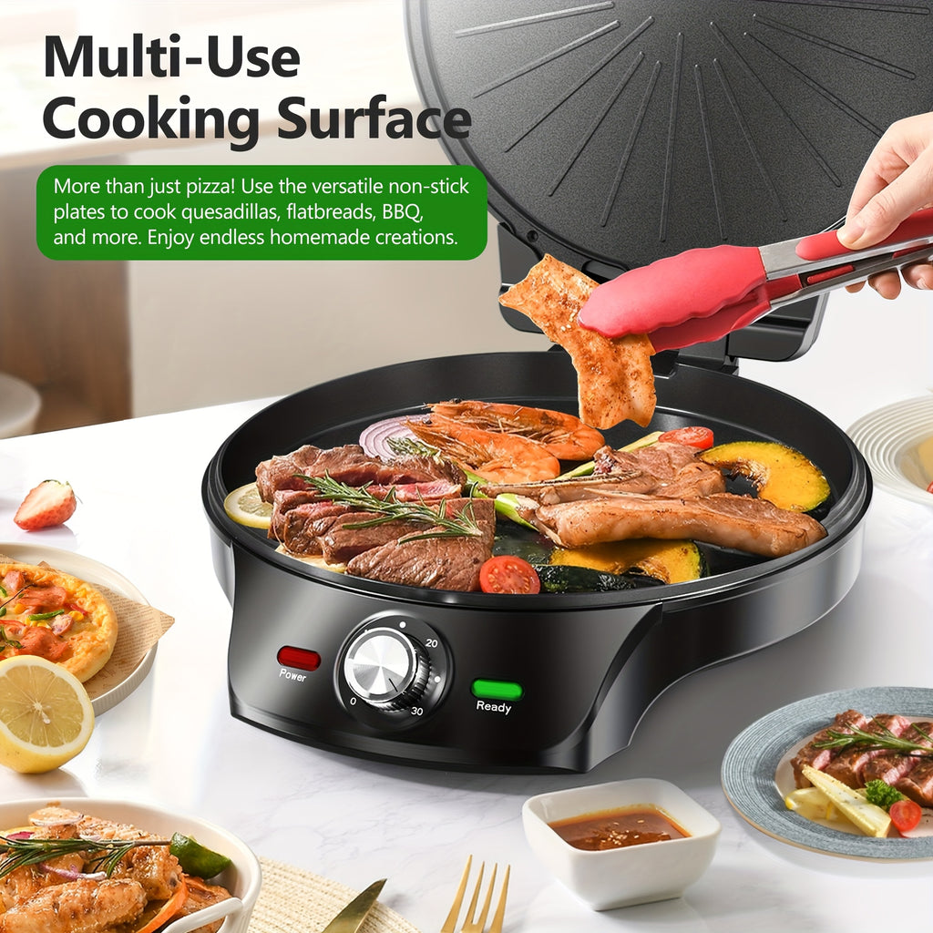 Electric Pizza Maker and Grill with 12-Inch Black or 8.5-Inch Red and Yellow Options for Home Quesadillas, Sandwiches and Vegetable Meal Preparation