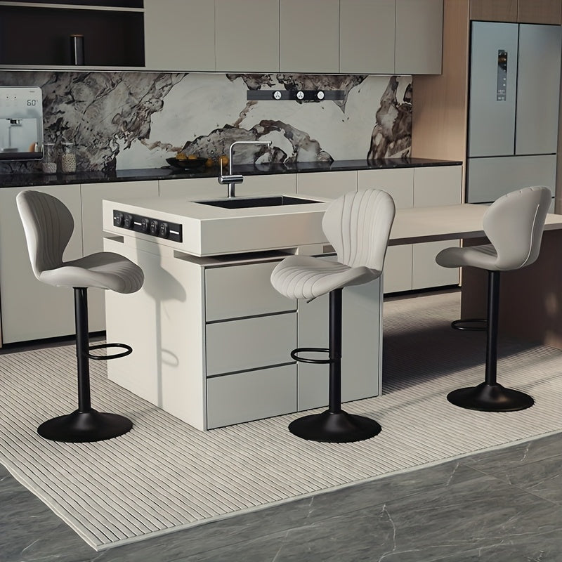 High Back Swivel Bar Stools with Adjustable Upholstered Seats for Kitchen Island, Home Bar and Dining Room, Sets of 1, 2, 3 or 4 in Five Colors