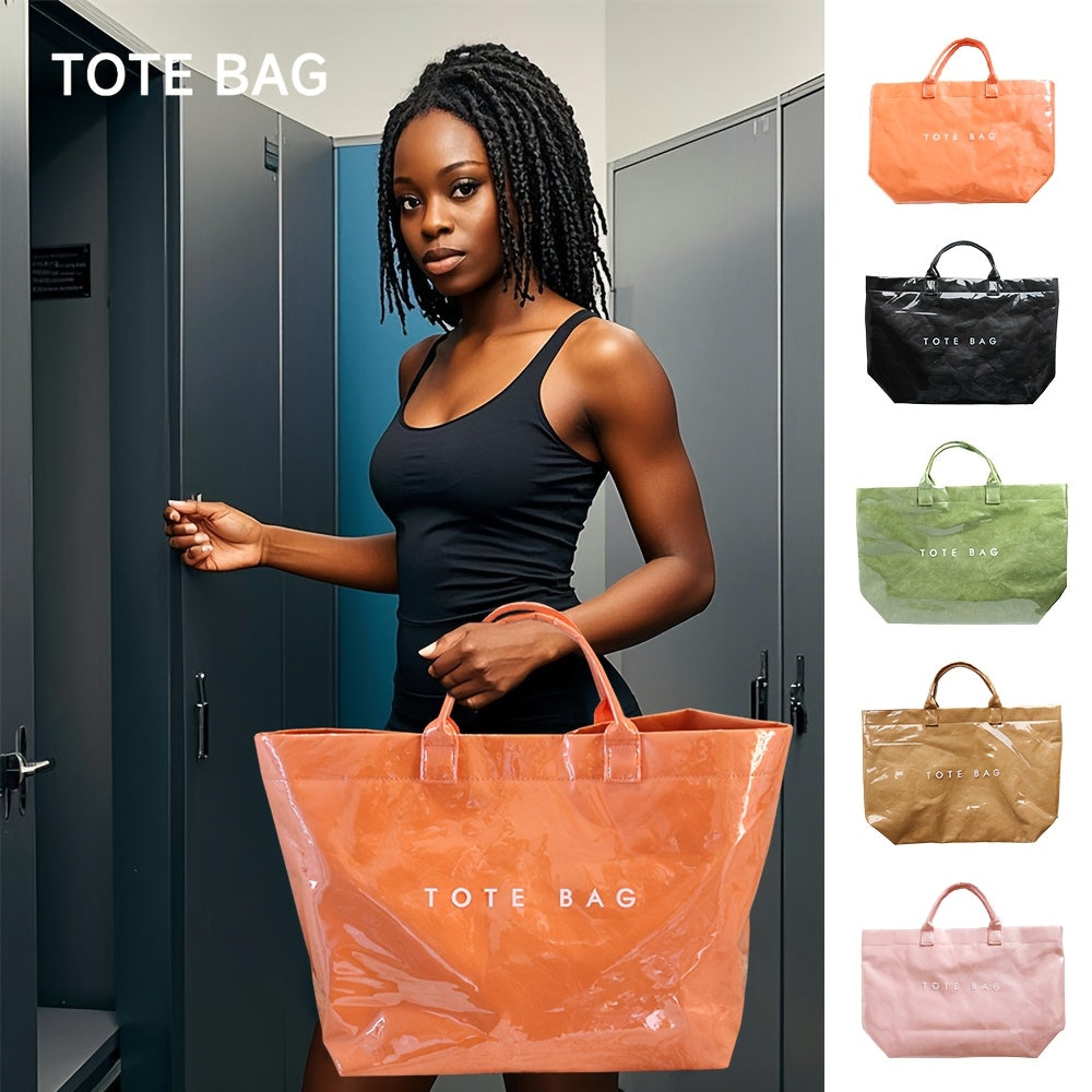 Double-Layer Tote Bag for Women with Classic Solid-Color Styling and Carry Handles, Everyday Handbag for Casual Outings in TT4, TT6 or TT1 Options