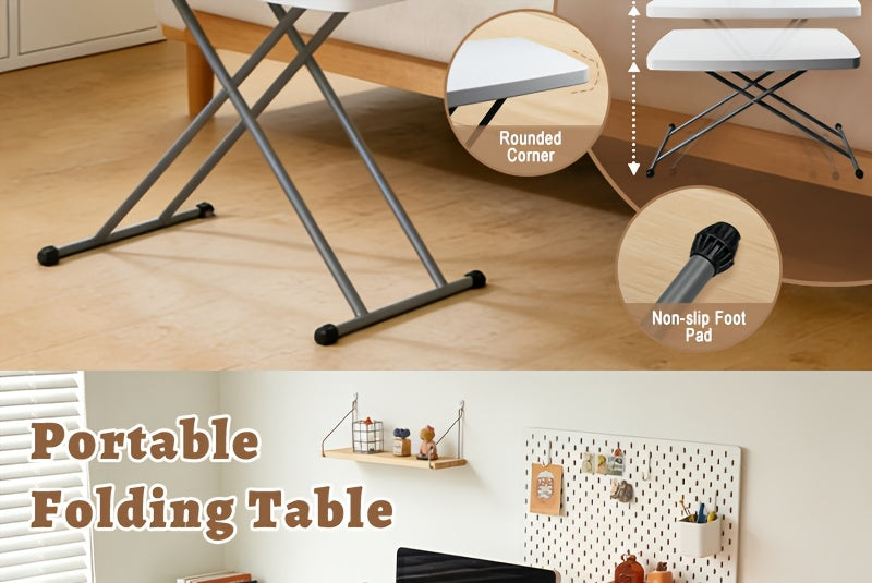 Portable Folding Utility Table with Plastic Top, Carrying Handle and Locking Design, Multiple Model Options for Camping, Picnics and Indoor Outdoor Parties