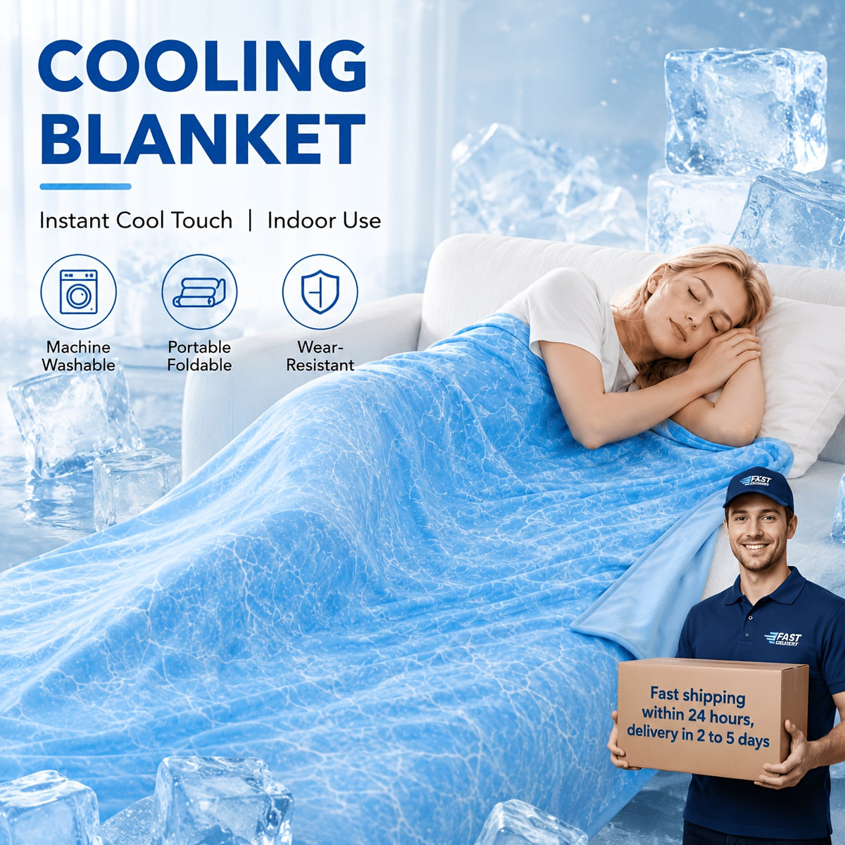 Cool-Touch Summer Blanket for Hot Sleepers, Lightweight Breathable Machine Washable Bed and Sofa Layer in Throw, Twin, Queen or King Sizes