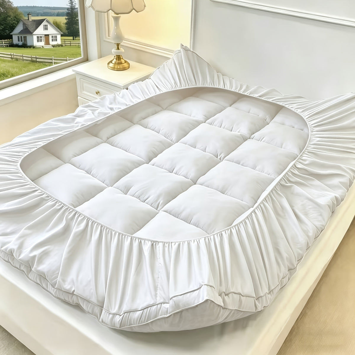 Deep Pocket Quilted Mattress Pad with Fitted Cover and Listed 21-Inch Stretch, Machine-Washable Bedding in Full, King and California King Sizes and Four Colors