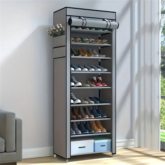 Non-Woven Shoe Cabinet with 10-Layer Storage and Narrow Space-Saving Design for Entryway, Closet, Bedroom and Dorm Footwear Organization