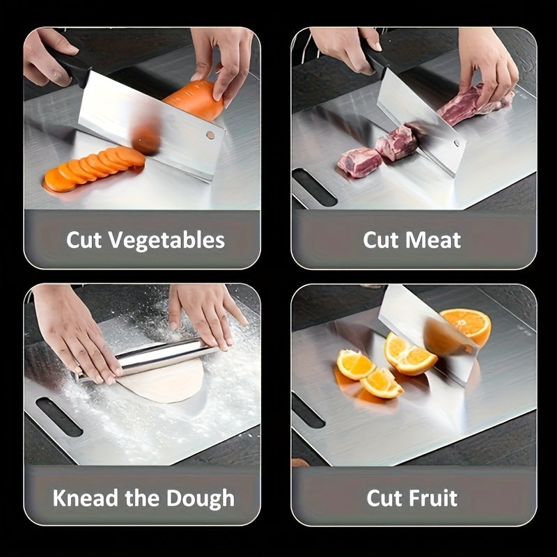 Stainless Steel Chopping Board in 1 or 2-Piece Options, Easy-Clean Kitchen Cutting Surface with Listed Space-Saving Design for Home Meal Preparation
