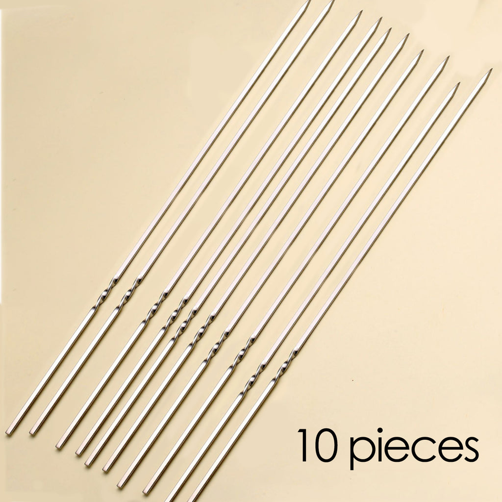 10pcs Reusable Stainless Steel BBQ Skewers - Perfect For Barbecue, Shish Kebab & Camping!