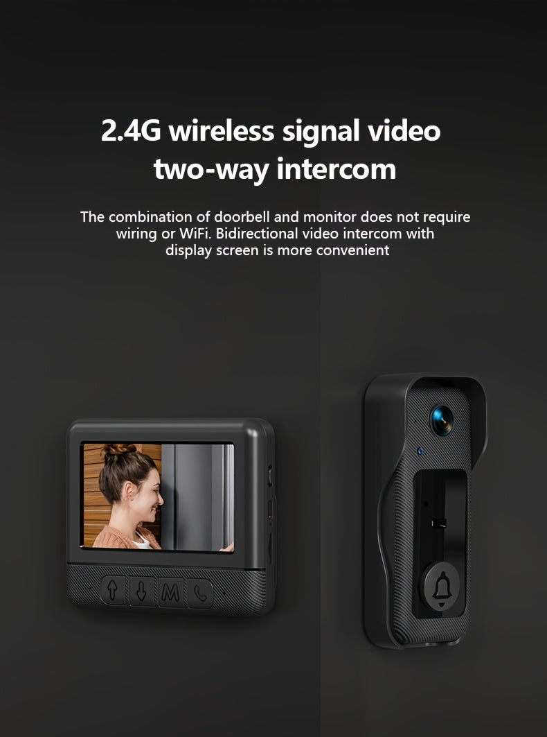 1 Set, Doorbell Camera Wireless No Subscription, Water Resistant Wireless Video Doorbell, Equipped with A 4. 3-inch Display, Real-time Communication Is Like Making A Phone Call, No Need for Button Intercom, One Click Answer, Fisheye Wide-angle Lens