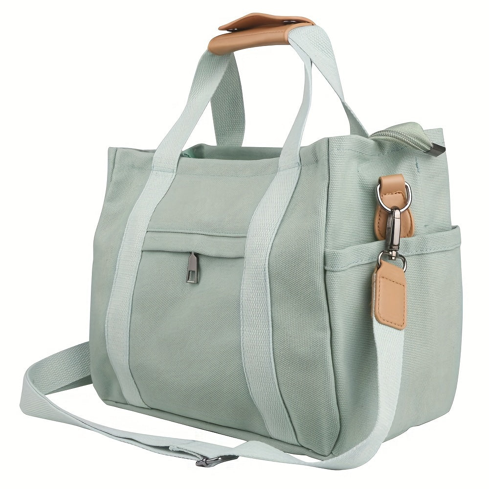 Multi-Pocket Tote Bag for Women with Zippered Main Compartment and Four Inner Slot Pockets, Casual Crossbody Shoulder Handbag in Five Colors for Daily Carry