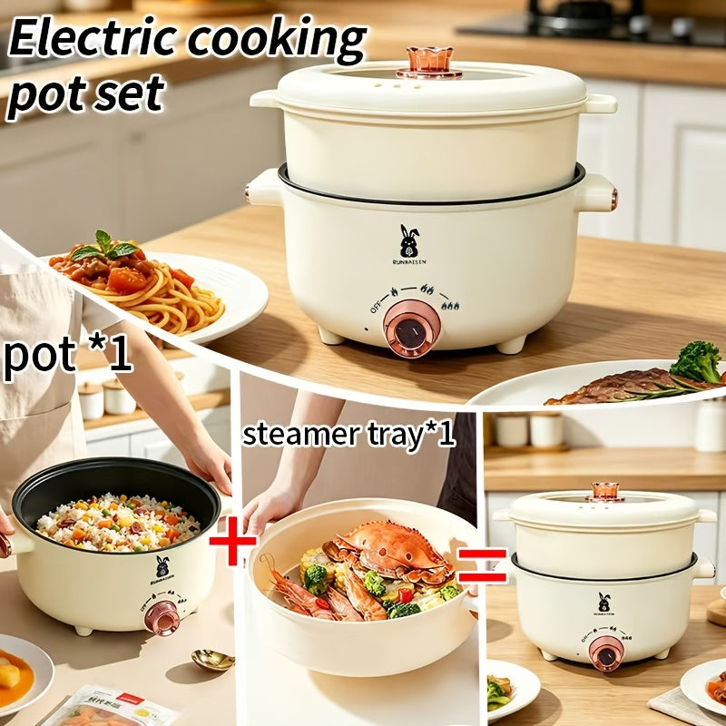 Plug-In Ramen Cooking Pot with Listed Nonstick Interior, 1.8 or 3.5 Liter Capacity Labels and Milky White or Purple Larger Options for Soup, Noodles and Oatmeal