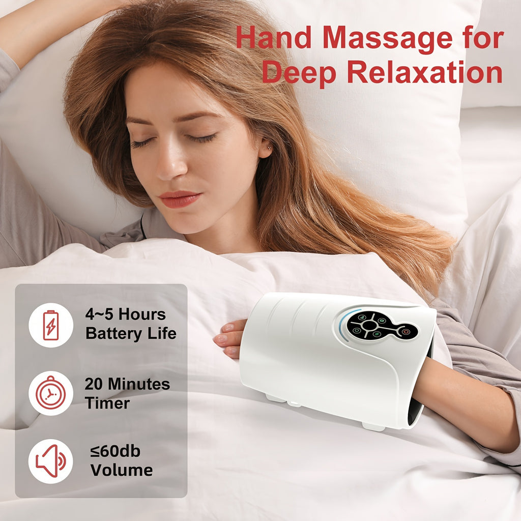 Palm Press Hand Massager in White for Instruction-Guided Adult Home Relaxation Routines, Personal Care Gift Ideas for Parents and Family