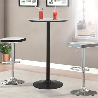 Round Bar Table with Listed 23.5-Inch Diameter Top, Modern Cocktail Furniture in Black or White with Separate Adjustable and Two-Piece Black Options for Small Spaces