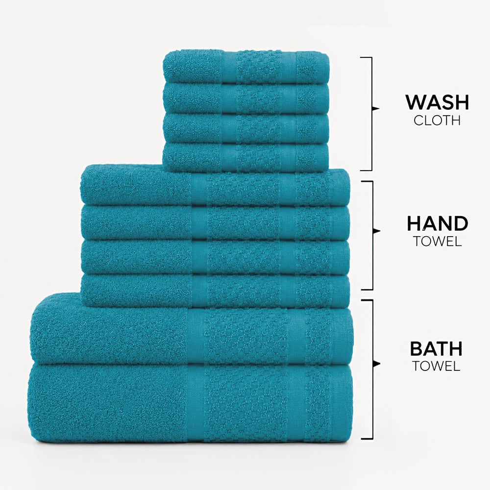 Cotton Bath Towel Set in Solid Colors with Named 16 or 32 Piece Packages and Additional Color Choices for Household Bathroom Linens and Guest Washroom Use