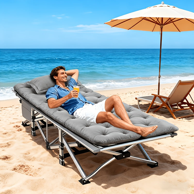 Oversized Folding Camping Cot for Guest Sleeping and Outdoor Lounging, Gray or Black Models with Listed 500, 600 or 700 lb Ratings plus Mini Option Without Mattress