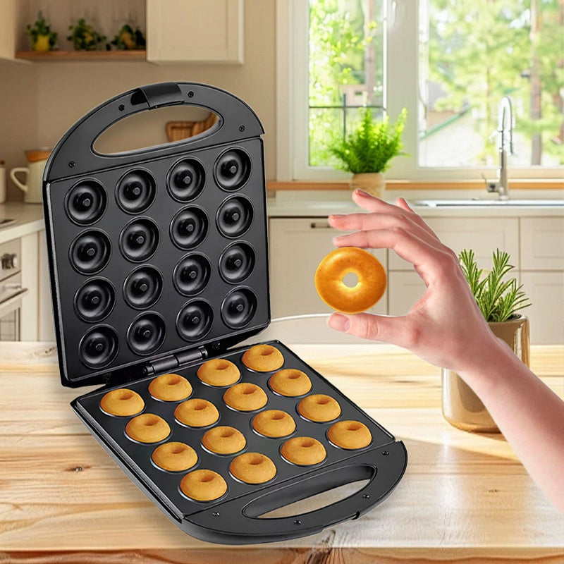 Donut Maker 16-Hole Dual Heating Electric Baking Machine, Precise Temperature Control Pancake and Cake Maker for Family Breakfast, Snacks and Desserts, Multi-Functional Home Donut Baker for Kids and Baking Stores