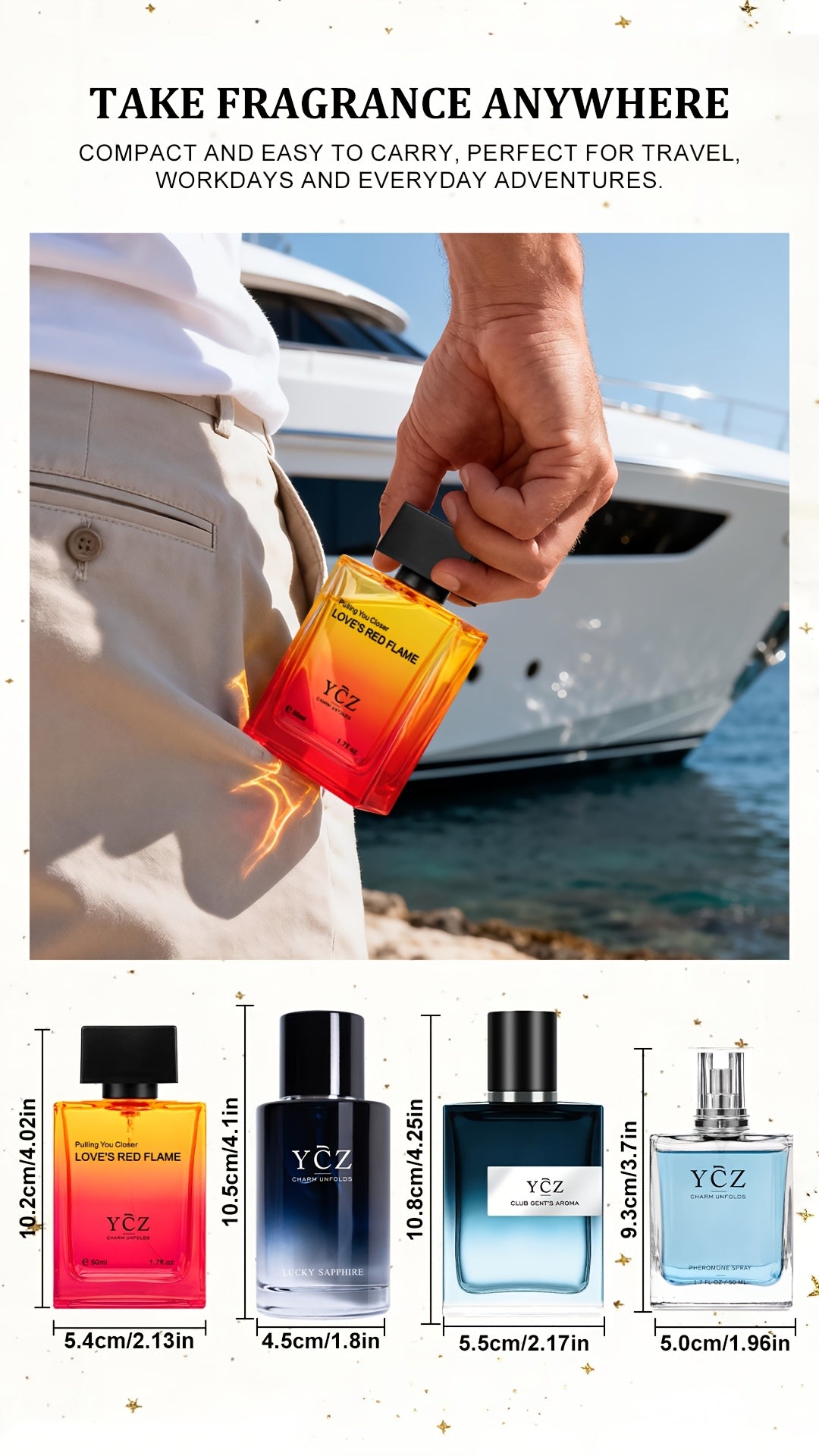 Men's Chypre Eau de Toilette with Listed Woody, Orange Blossom, Leather and Mahogany Notes, Random Single-Bottle and Model Options Plus Two-Piece Perfume Set