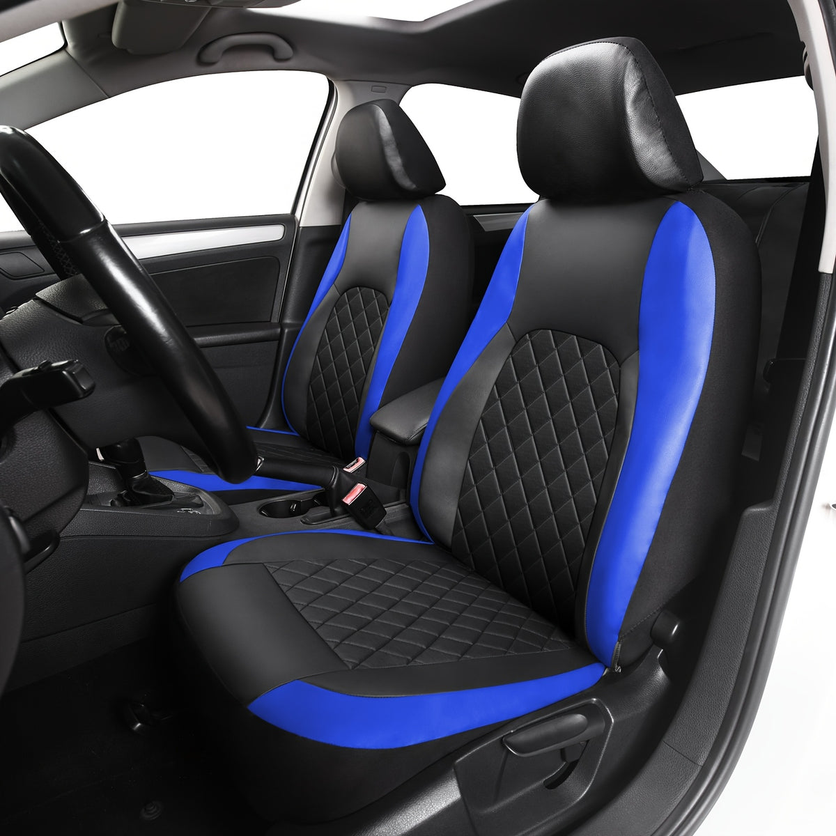 Faux Leather Car Seat Covers Full Set for Five Seats, Front Seat and Rear Bench Coverage with Split-Seat Compatibility and Multiple Color Options