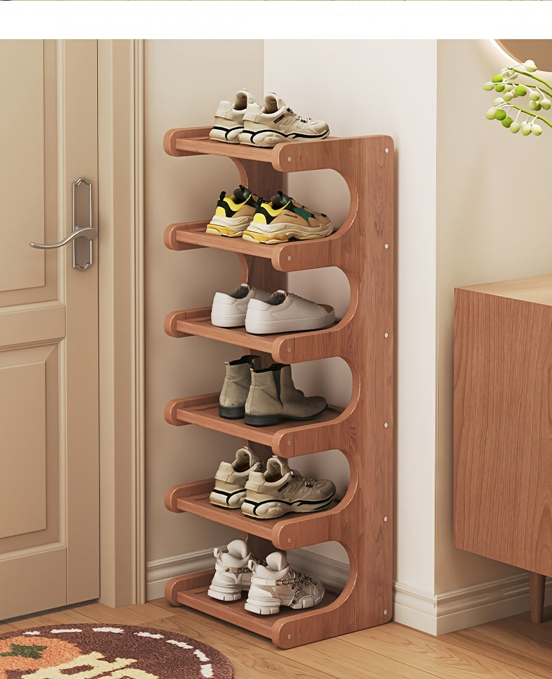 Bamboo Shoe Rack with 2, 4, 5, 6, 7 or 8 Layer Model Options, Multilayer Footwear Organizer for Narrow-Space Entryway, Bedroom and Household Storage