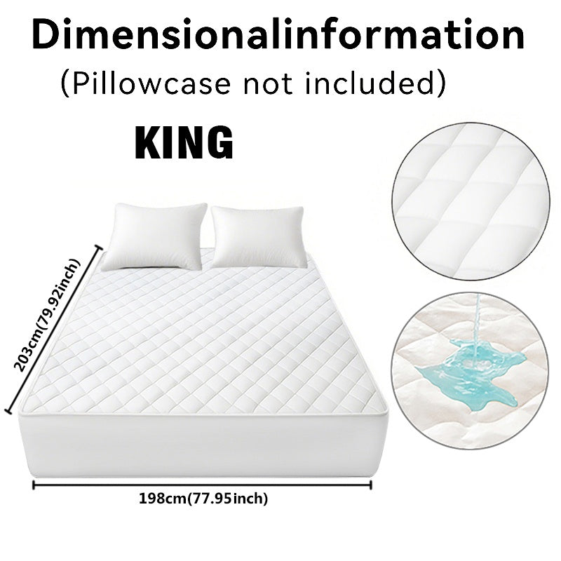 Fitted Mattress Protector with Listed 9–15 Inch Pocket Range, Single Solid-Color Bed Cover in Twin, Full, Queen and King Sizes with Nine Color Labels