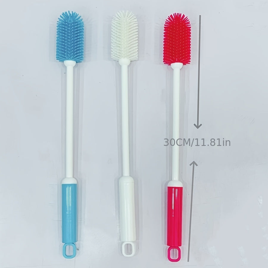 Long Handle Bottle Cleaning Brush with Listed 360-Degree Rotating Design, Reusable Manual Cup and Container Scrubber with PC Handle in Four Colors