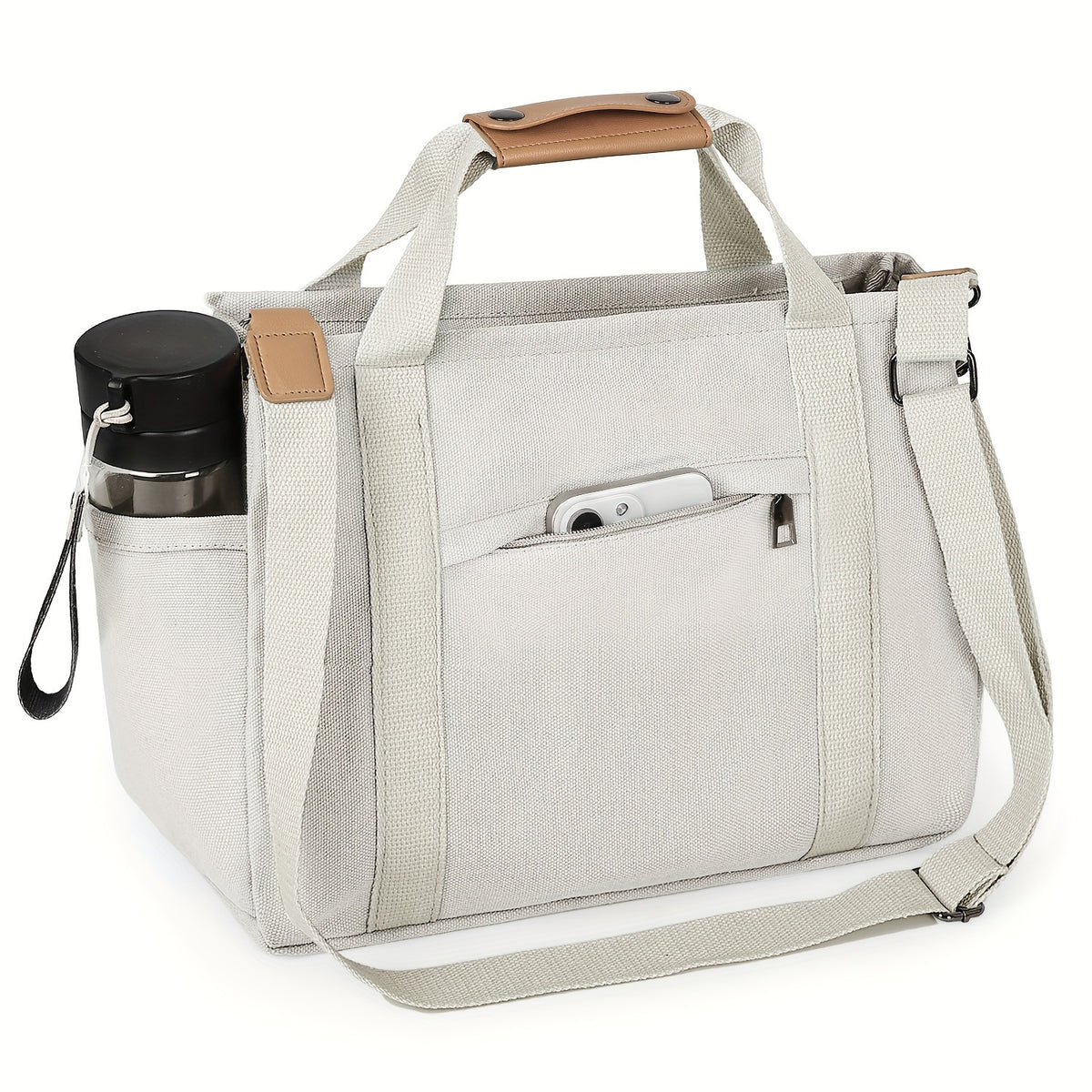 Women's Tote Bag with Three Inner Compartments and Front Zipper Pocket, Small or Large Shoulder and Crossbody Handbag Options for Work, Travel and Daily Carry