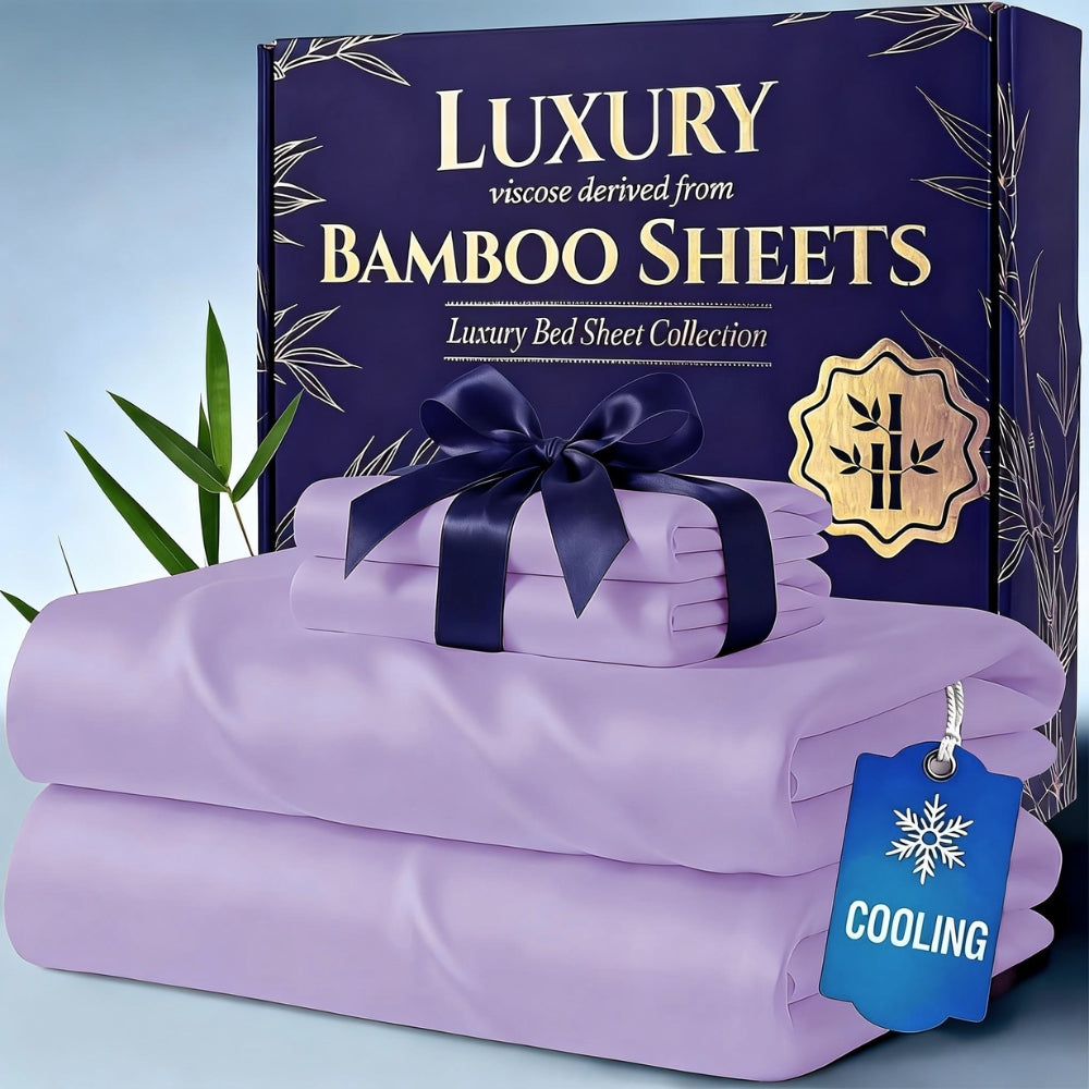 20 Inch Pocket Bed Sheet Set, Four-Piece Bedding with Listed Cooling Comfort, Fitted Sheet, Flat Sheet and Pillowcases in Twin, Full, Queen and King Options