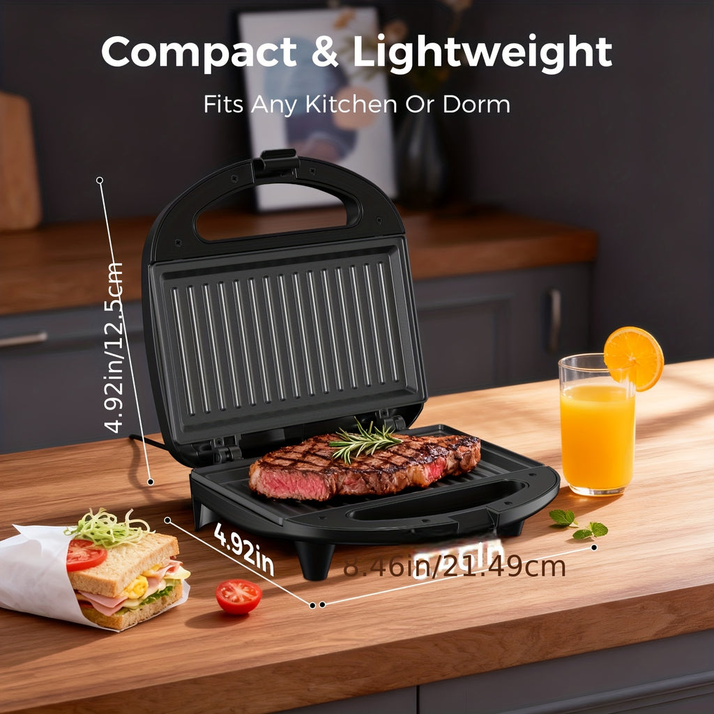 750W Sandwich Maker with Indicator Lights and Cool-Touch Handle, ABS07 Grill-Plate or Waffle-Plate Model Options for Grilled Cheese and Home Breakfast Preparation