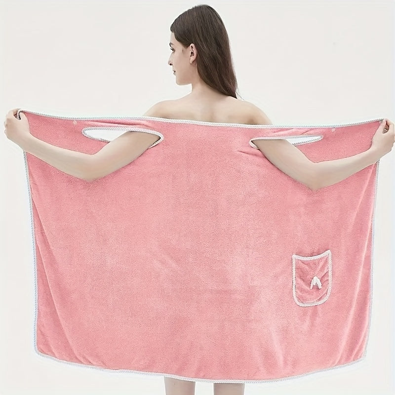Strapless Bath Towel Wrap with Bow-Knot Closure, 100% Polyester Coral Fleece Fabric, Small and Large Size Options for Adult Bath and Beach Routines