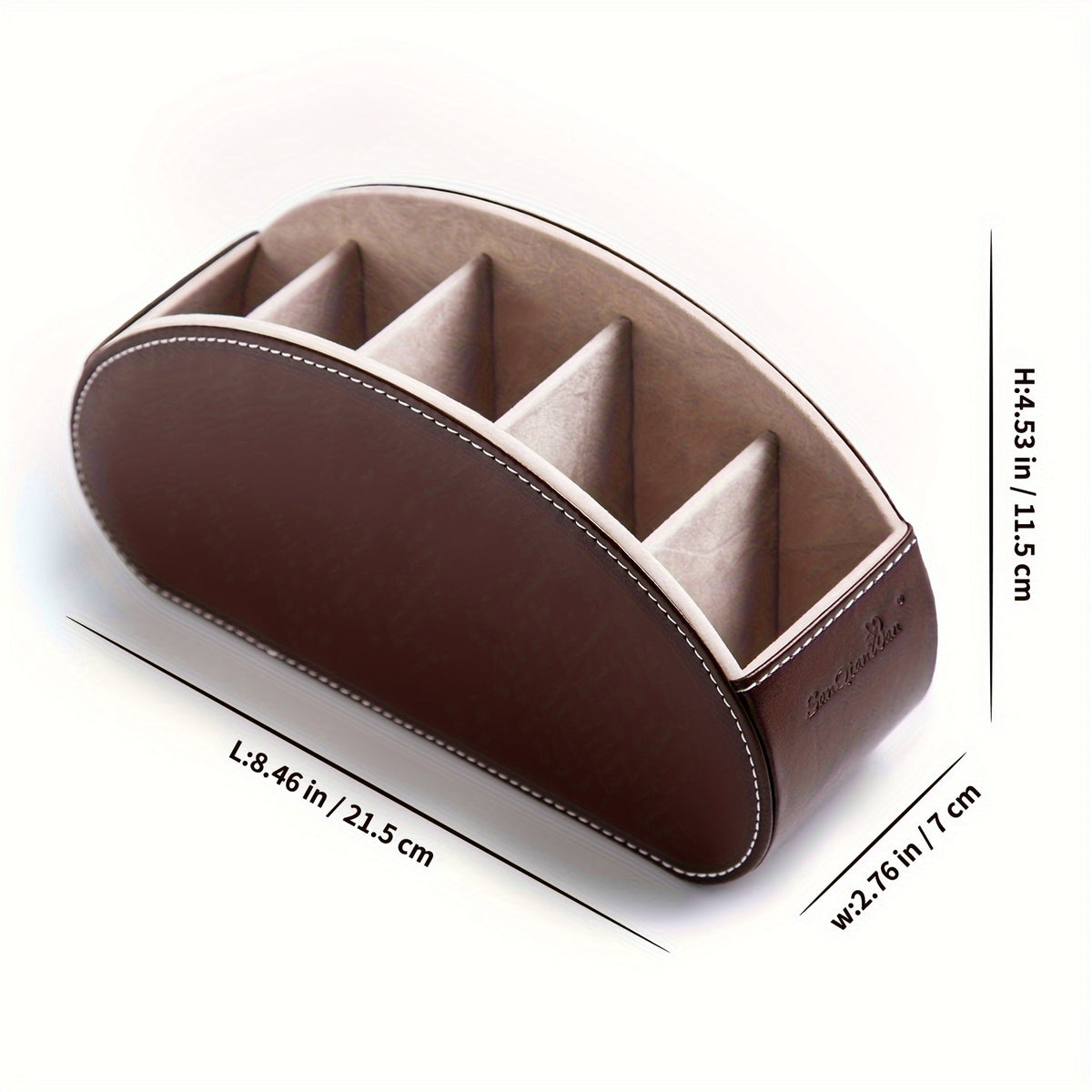 Five-Compartment Remote Control Organizer by SANQIANWAN, PU Leather Desk Caddy with Color and Print Options for TV Remotes, Pencils, Glasses and Office Supplies