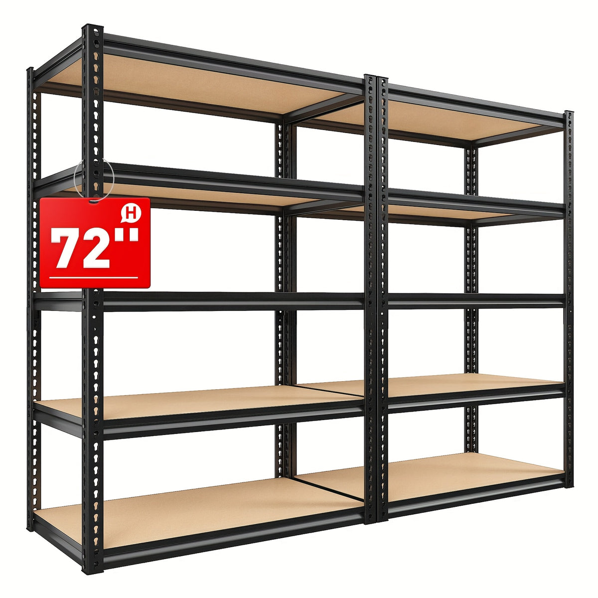 Metal Mesh Storage Shelving with Adjustable Shelf Heights, 72-Inch Utility Rack with Interlocking Assembly for Garage, Pantry and Basement Organization