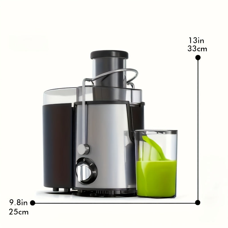 Multifunction Juice Extractor in Black with 3-Inch Feed Opening, Three Speed Settings, One-Touch Operation and Detachable Parts for Fruit and Vegetable Preparation