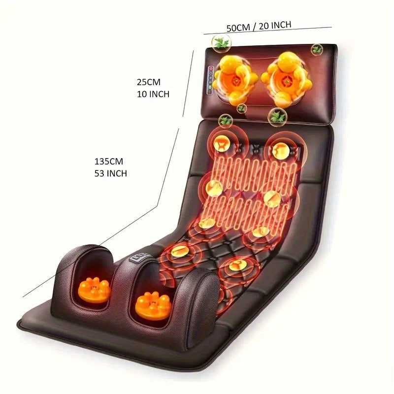 Full Body Heated Massager Set with PU Material, Massage Headrest, Lumbar Pillow and Timer, Optional Leg Massager for Home and Office Relaxation