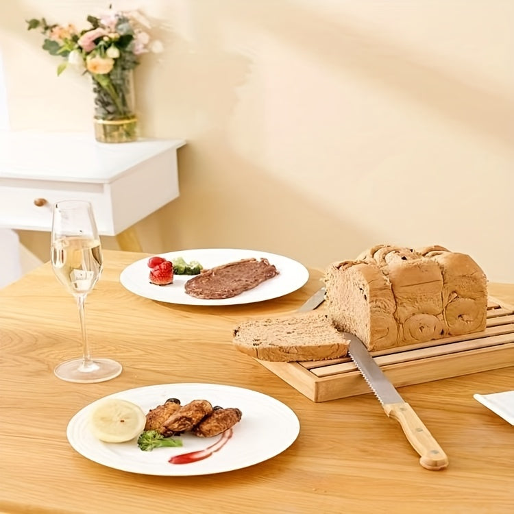 Foldable Bread Slicer with Crumb Tray, A1 Bread Cutting Board and Crumb Collector for Home Loaf Preparation, Kitchen Counter Organization and Storage