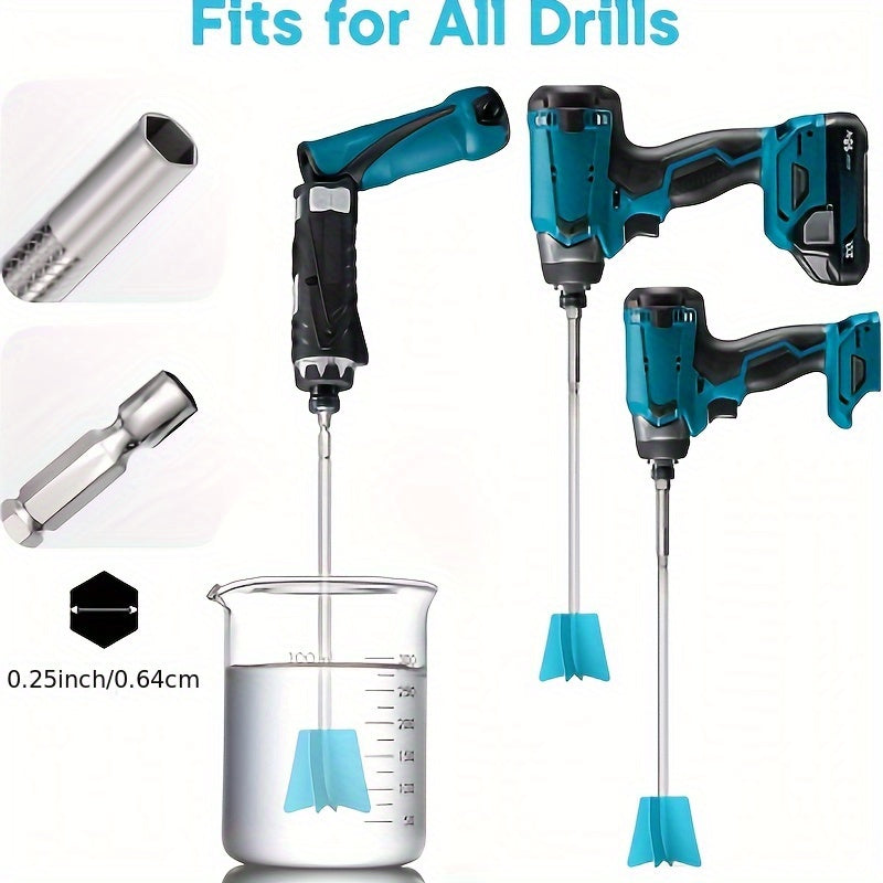 Resin Mixing Paddles by JANCHUN, 6 Reusable Stirring Attachments with Extension Stick for Compatible Drills and Small-Batch Epoxy Casting Projects