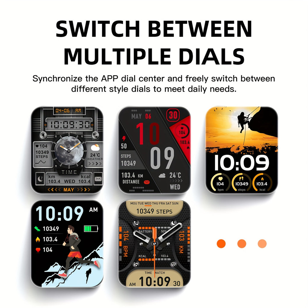 LED Flashlight Calling Smartwatch with Listed 2.02-Inch TFT Screen, Step Counting and Sleep Tracking Features, iOS Android Option for Everyday Wear