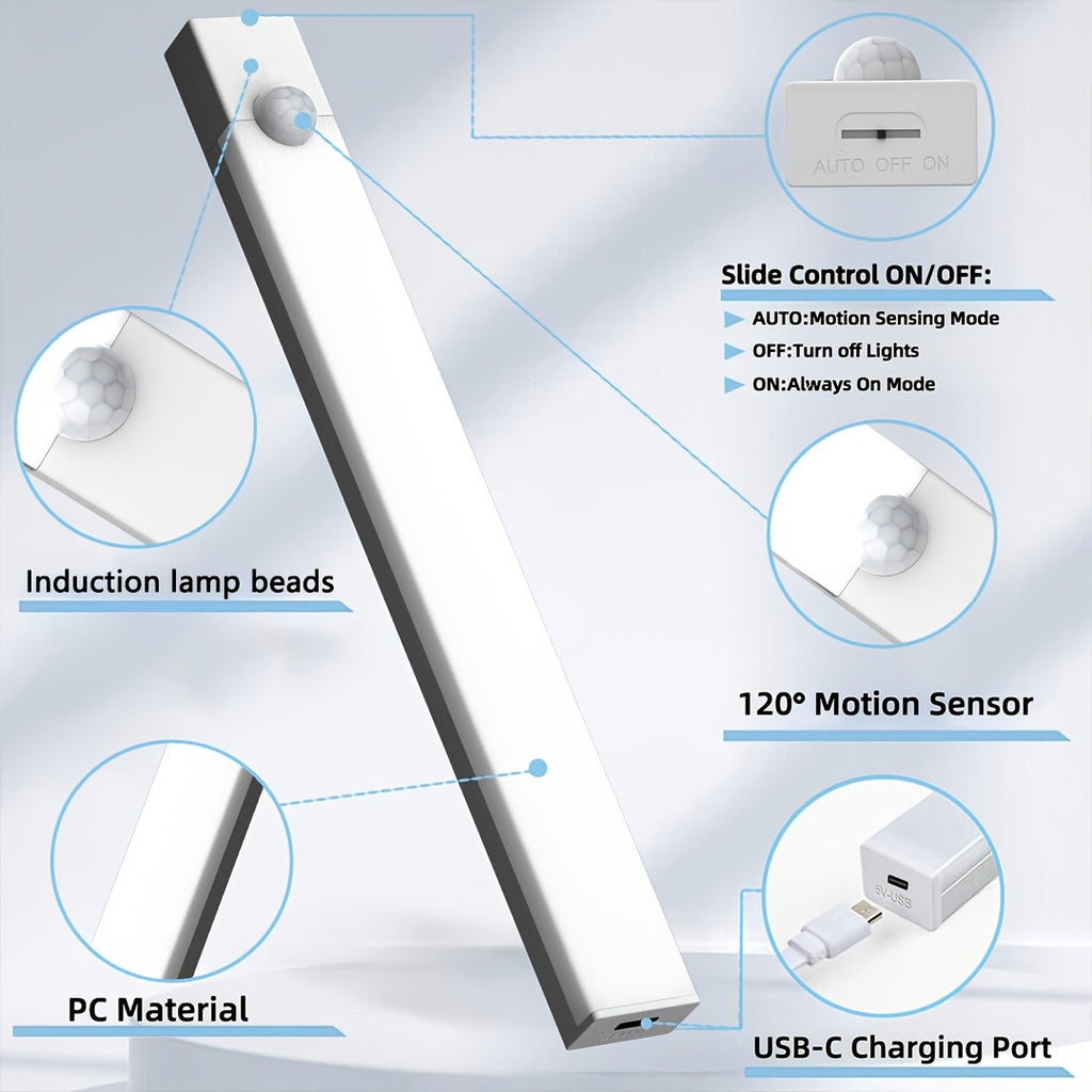 Magnetic Motion Sensor Cabinet Lights in Twelve-Piece Options with Listed USB Rechargeable Design and Three Modes, 10, 20 or 30cm Sizes for Indoor Storage Areas