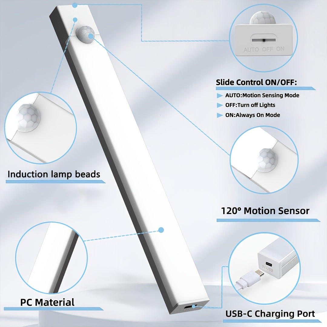 Magnetic Motion Sensor Cabinet Lights in Twelve-Piece Options with Listed USB Rechargeable Design and Three Modes, 10, 20 or 30cm Sizes for Indoor Storage Areas