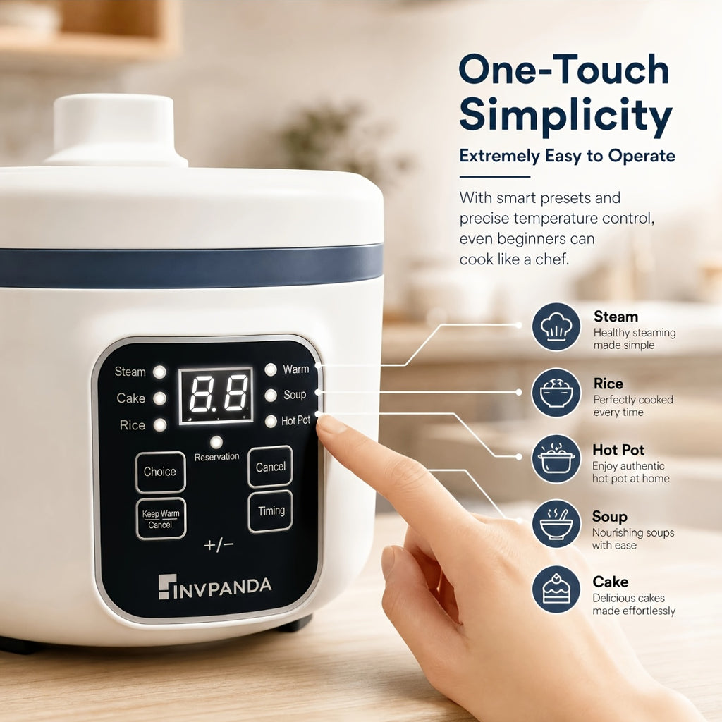 Multifunctional Electric Pot in White with Listed 57.48oz Capacity and Six Cooking Modes, Nonstick Single- or Double-Layer Options for Small Household Meals