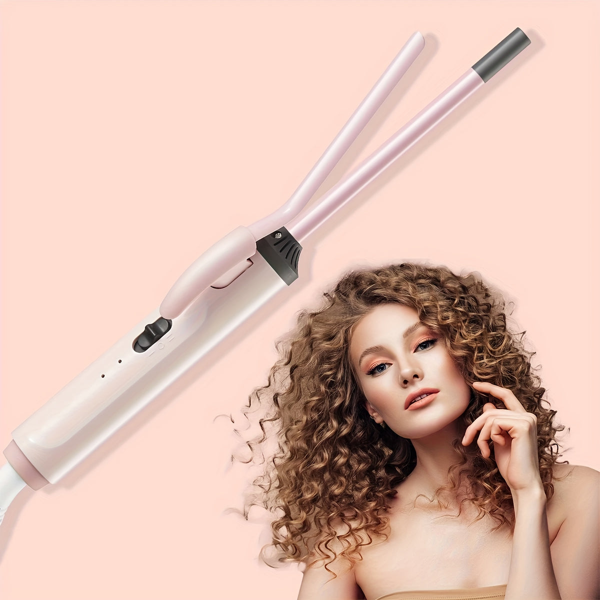 9mm Travel Curling Iron, Ultra-Fine Mini Curling Wand for Tight Curls, Teddy Curls, Airy Bangs & Water Waves, Fast Heating, for Short Hair, Men & Women, Holiday Gift, Pink