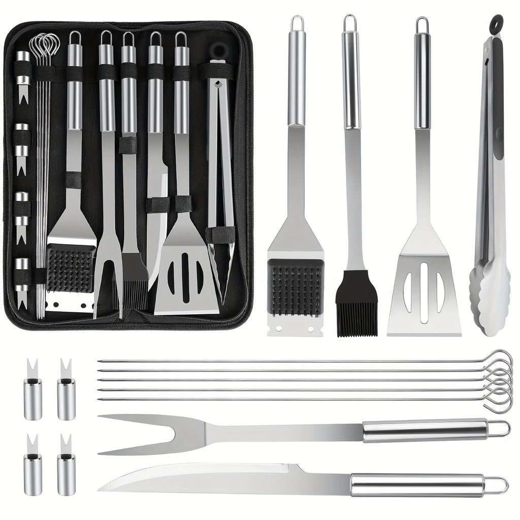 BBQ Tool Set, 15-Piece or 24-Piece Grill Accessories Kit for Backyard Barbecues, Camping Meals and Kitchen Cooking, Father's Day Gift for Grill Lovers