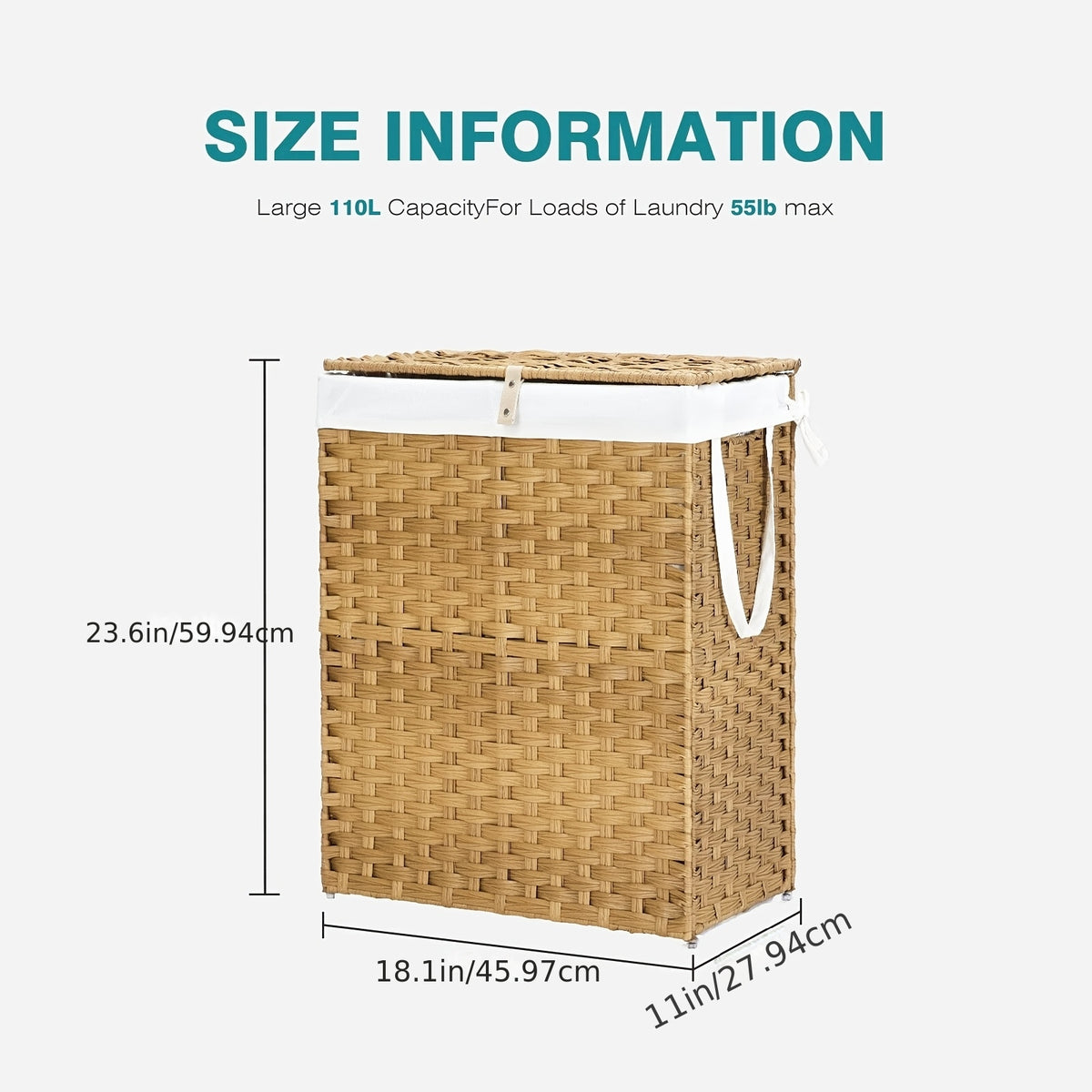 Laundry Hamper with Lid and Detachable Double Inserts, Foldable Clothes Basket in Three Capacity Options for Bedroom, Bathroom and Laundry Room Organization