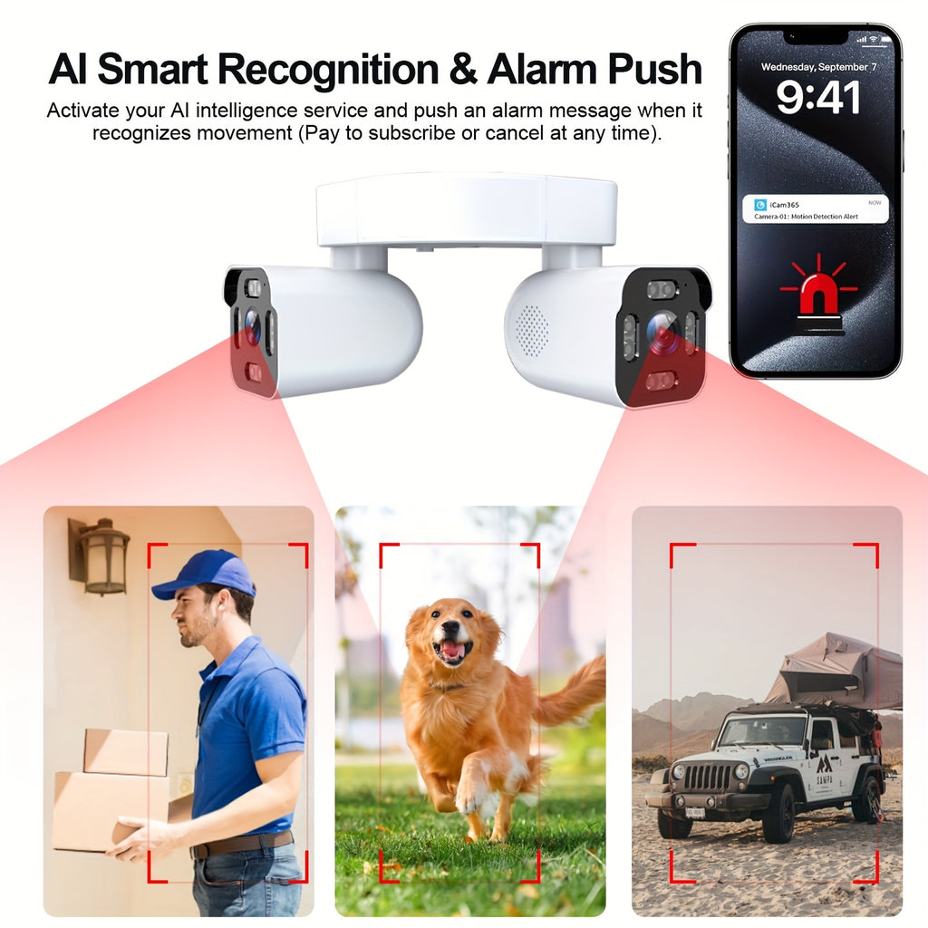 Xparkin WiFi Security Camera YH-A40S with Listed 5MP Dual-Lens PTZ, Full Color Night Vision, AI Motion Detection and Sound Alerts for Home Monitoring