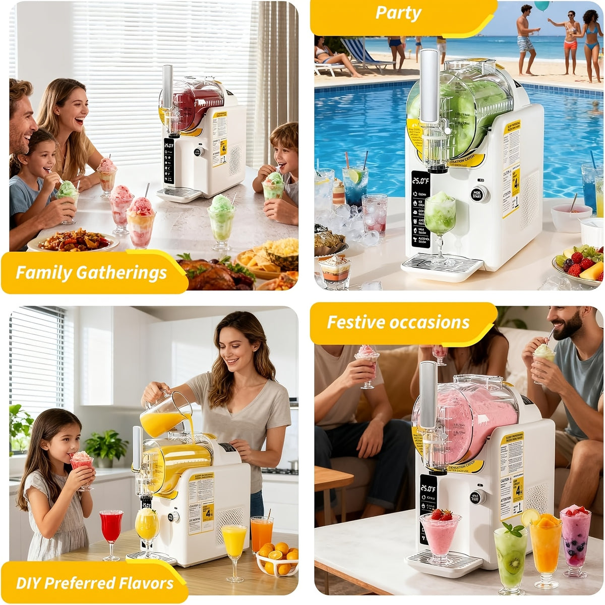 Slushie Machine and Ice Cream Maker by BAOTREE, 2-in-1 Frozen Drink Maker with 5 Presets, No Ice Needed and Self-Cleaning for Home Treats