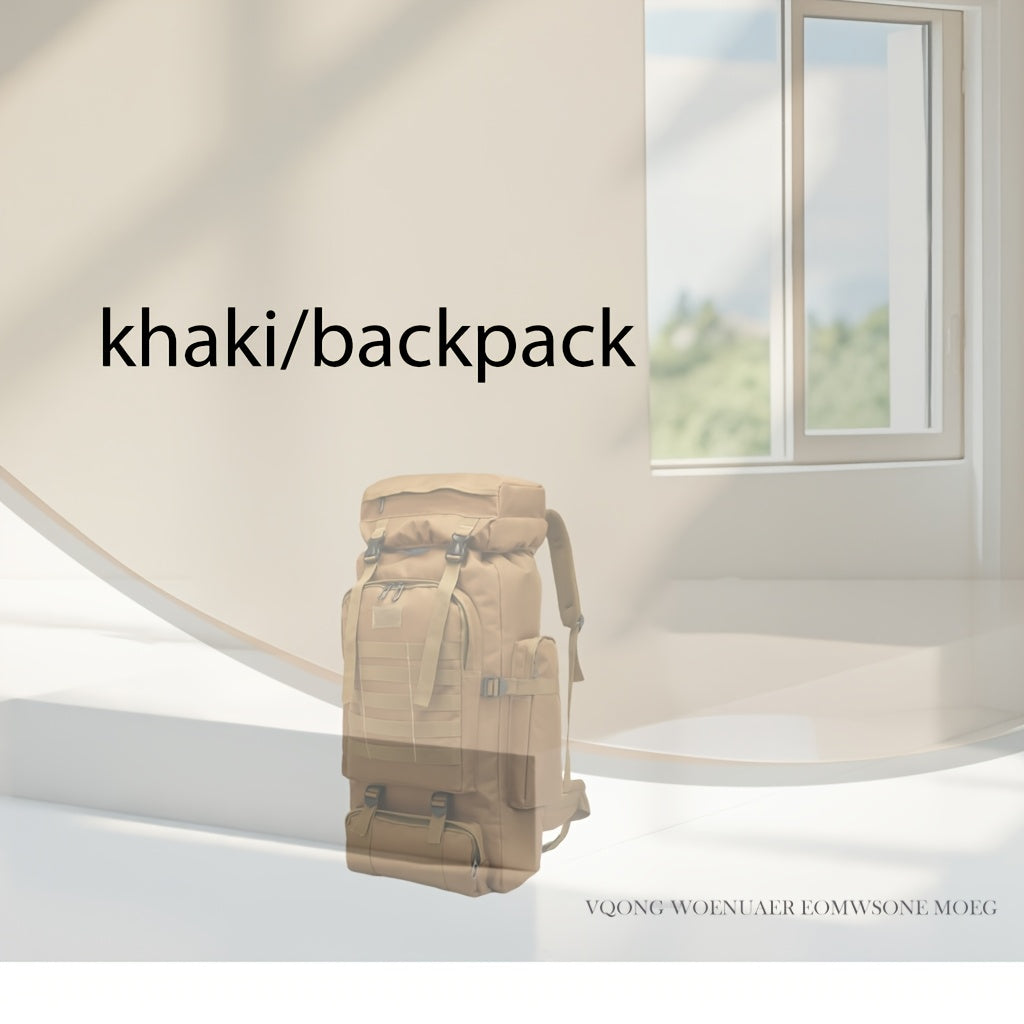 Men's Outdoor Travel Backpack with Double-Shoulder Carry and Removable Flag Patch Reference, Gray, Desert, Khaki or Black-3 Options for Everyday Trip Packing