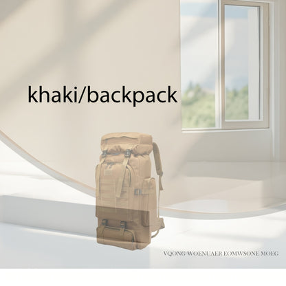 Men's Outdoor Travel Backpack with Double-Shoulder Carry and Removable Flag Patch Reference, Gray, Desert, Khaki or Black-3 Options for Everyday Trip Packing
