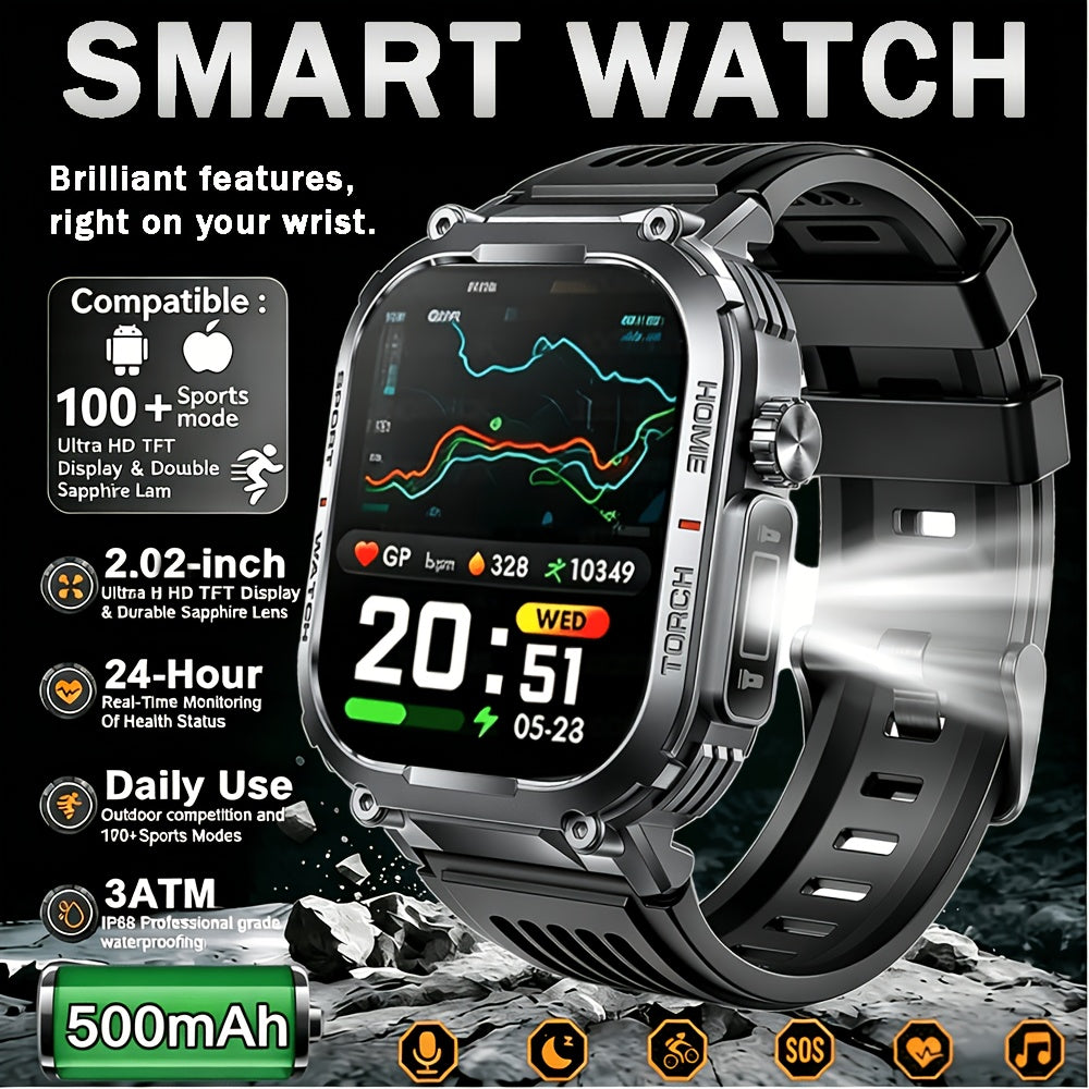 Calling Smartwatch with LED Flashlight, Listed 2.02-Inch TFT Screen, 100+ Sports Modes and Sleep Tracking in For iOS & Android Model for Everyday Activity